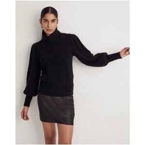 Madewell Winterport Turtleneck Sweater in True Black Size Small